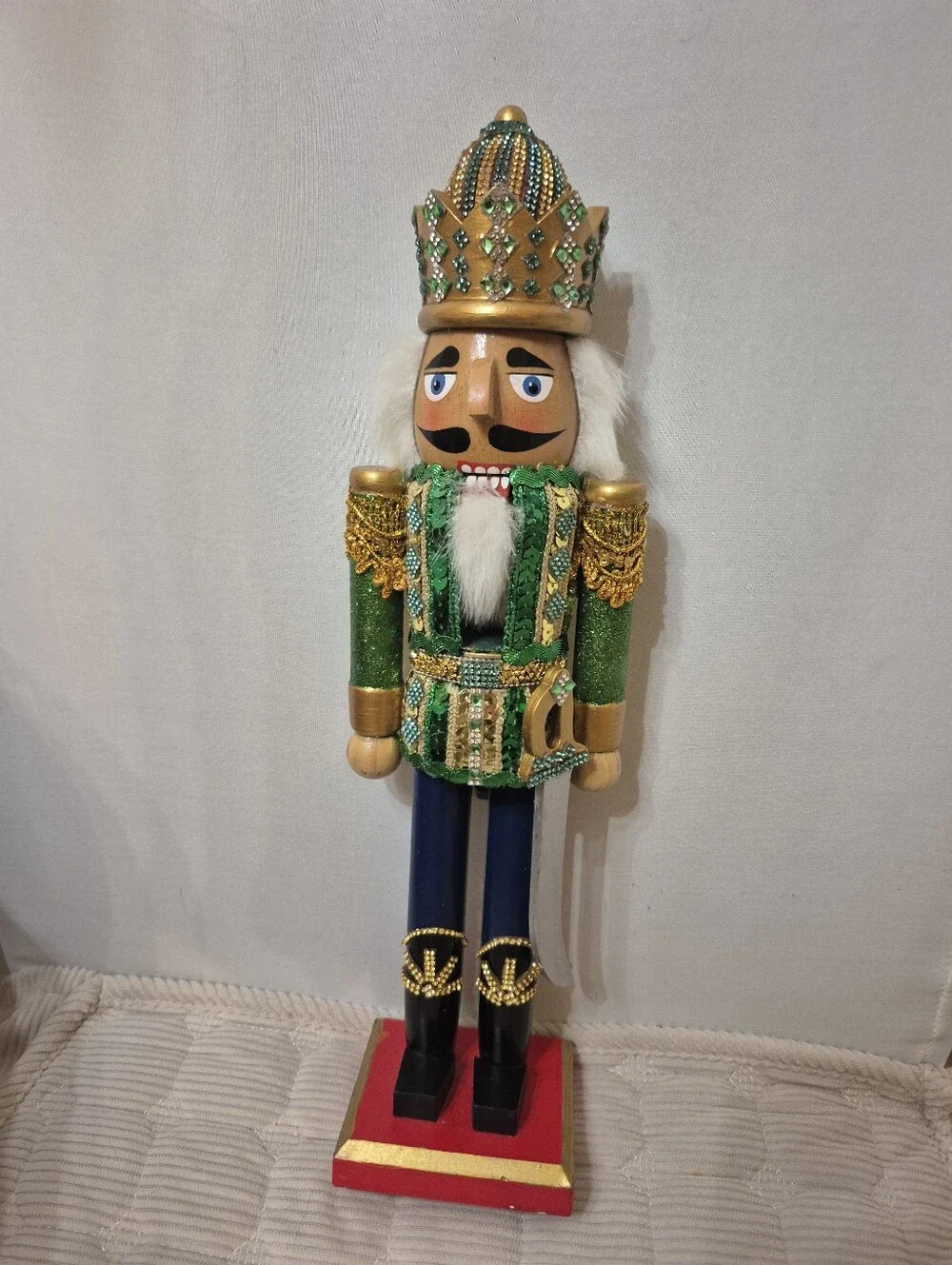 Green and Gold Nutcracker Holiday Figurine - Unbranded